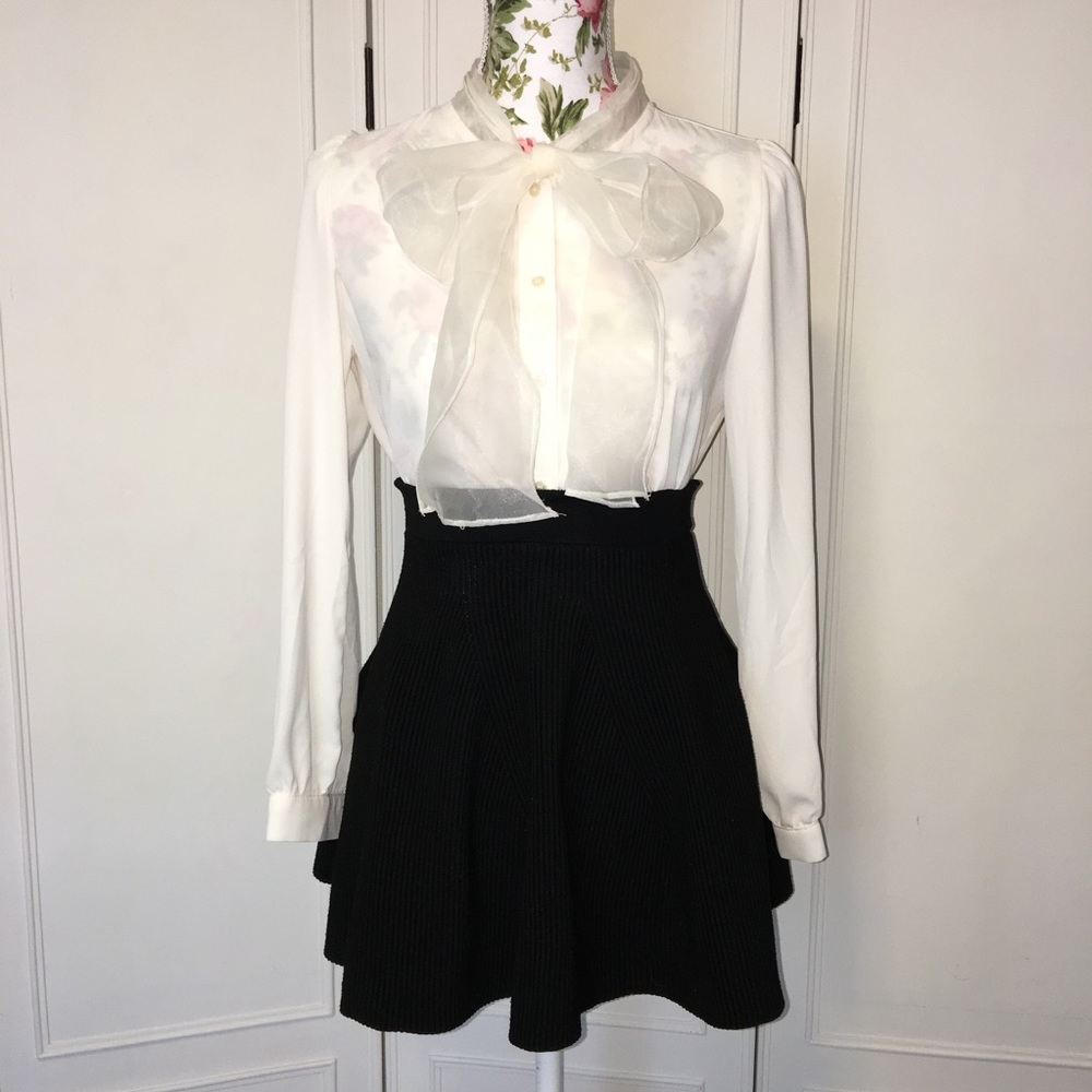 Organza Bow Tie Blouse